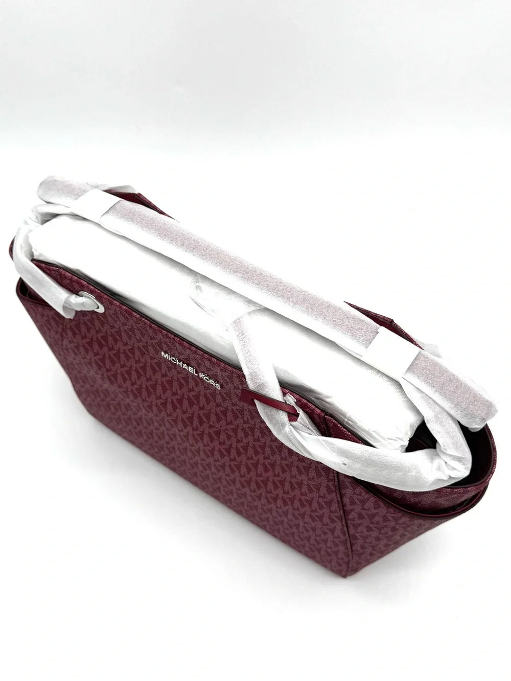 Michael Kors Jet Set Large Signature Logo Shoulder Bag - Maroon